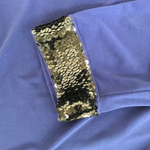 Laundry by Design Navy Blue w/ Black Sequin Cuffs Shift Knee Length Dress US 6 - Picture 3 of 4